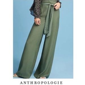 Anthropologie Maeve Claire Wide Leg Pants Olive Green 6 Petite